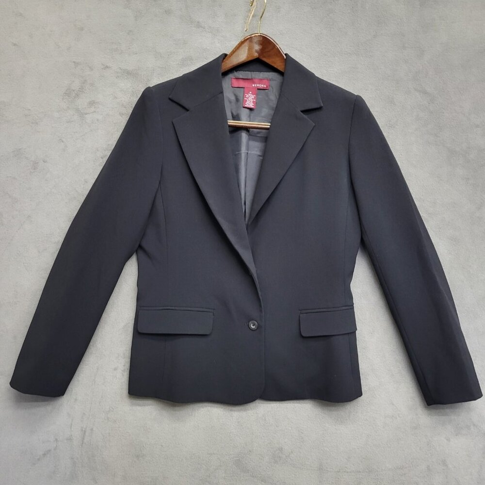Merona Blazer Women's Size‎ Medium Lined Suit Jacket Office Business Classic